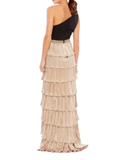 Mac Duggal Women's Ieena Mixed-Media Tiered A-Line Gown | Thumbnail 2 Mac Duggal Women's Ieena Mixed-Media Tiered A-Line Gown | Thumbnail 2