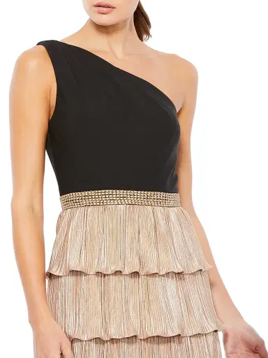 Mac Duggal Women's Ieena Mixed-Media Tiered A-Line Gown | Thumbnail 3 Mac Duggal Women's Ieena Mixed-Media Tiered A-Line Gown | Thumbnail 3