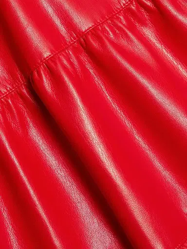 ALICE + OLIVIA Women's Mila Faux Leather Twist-Front Minidress - Bright Ruby | Thumbnail 7 ALICE + OLIVIA Women's Mila Faux Leather Twist-Front Minidress - Bright Ruby | Thumbnail 7