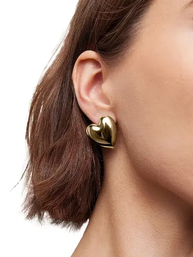 Jennifer Fisher Women's Puffy Heart 10K-Gold-Plated or Silvertone Stud Earrings - Gold | Thumbnail 3 Jennifer Fisher Women's Puffy Heart 10K-Gold-Plated or Silvertone Stud Earrings - Gold | Thumbnail 3