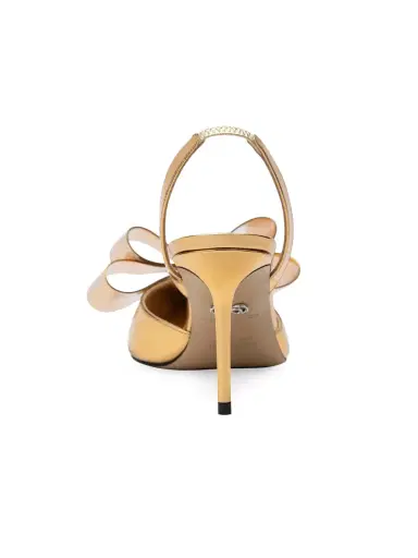Mach & Mach Women's Le Cadeau 85MM Mirror Leather Slingback Pumps - Gold | Thumbnail 2 Mach & Mach Women's Le Cadeau 85MM Mirror Leather Slingback Pumps - Gold | Thumbnail 2