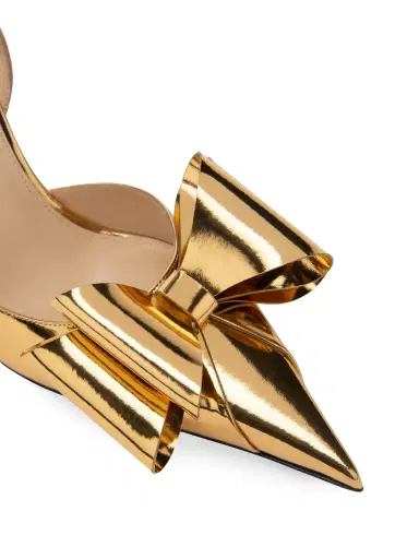 Mach & Mach Women's Le Cadeau 85MM Mirror Leather Slingback Pumps - Gold | Thumbnail 4 Mach & Mach Women's Le Cadeau 85MM Mirror Leather Slingback Pumps - Gold | Thumbnail 4