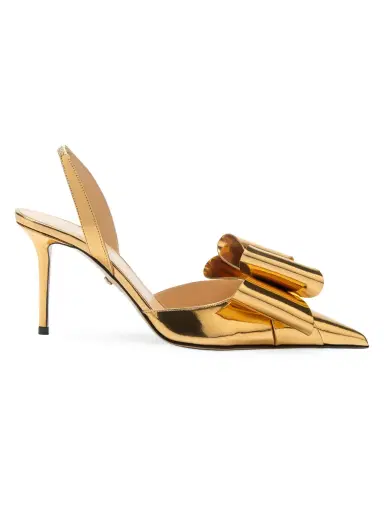 Mach & Mach Women's Le Cadeau 85MM Mirror Leather Slingback Pumps - Gold | Thumbnail 5 Mach & Mach Women's Le Cadeau 85MM Mirror Leather Slingback Pumps - Gold | Thumbnail 5
