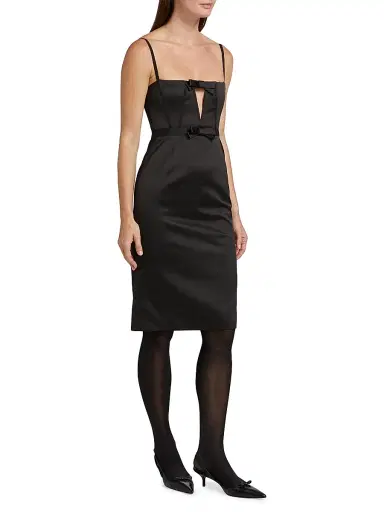 AKNVAS Women's Carmen Knee-Length Satin Dress - Noir | Thumbnail 4 AKNVAS Women's Carmen Knee-Length Satin Dress - Noir | Thumbnail 4