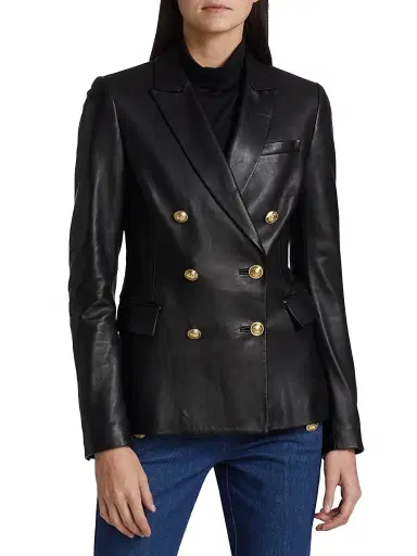 DEREK LAM 10 CROSBY Women's Franklin Double-Breasted Leather Jacket | Thumbnail 3 DEREK LAM 10 CROSBY Women's Franklin Double-Breasted Leather Jacket | Thumbnail 3
