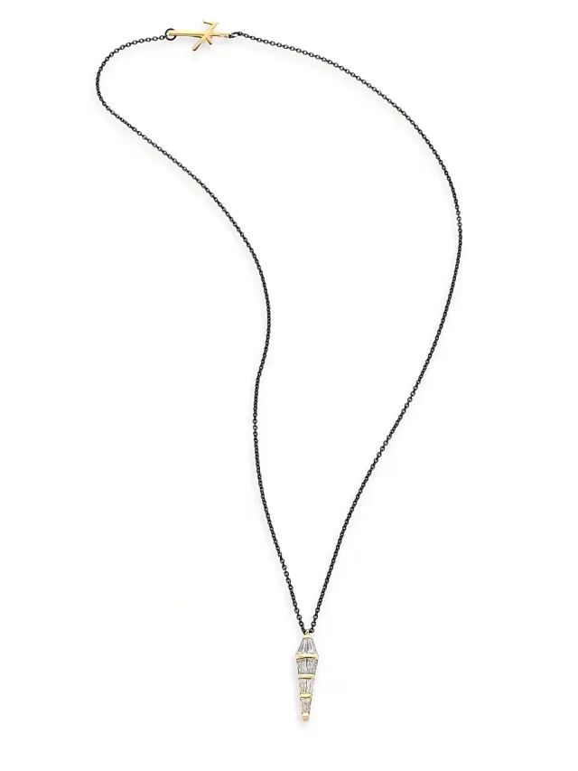 Women's Tapered Diamond & 18K Black Gold Pendant Necklace - Black Gold Women's Tapered Diamond & 18K Black Gold Pendant Necklace - Black Gold