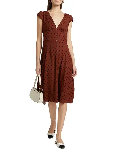 Reformation Women's Wilda Polka-Dot Dress - Fig Jam Dot | Thumbnail 2 Reformation Women's Wilda Polka-Dot Dress - Fig Jam Dot | Thumbnail 2