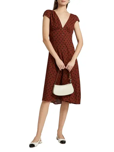 Reformation Women's Wilda Polka-Dot Dress - Fig Jam Dot | Thumbnail 3 Reformation Women's Wilda Polka-Dot Dress - Fig Jam Dot | Thumbnail 3