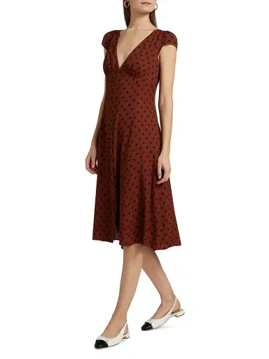 Reformation Women's Wilda Polka-Dot Dress - Fig Jam Dot | Thumbnail 4 Reformation Women's Wilda Polka-Dot Dress - Fig Jam Dot | Thumbnail 4