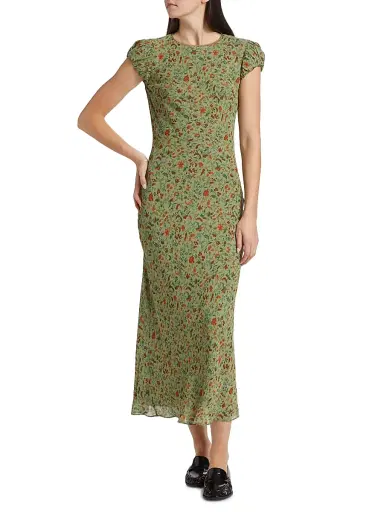 Reformation Women's Leana Floral Georgette Midi-Dres - Ponderosa | Thumbnail 3 Reformation Women's Leana Floral Georgette Midi-Dres - Ponderosa | Thumbnail 3