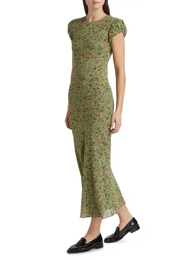 Reformation Women's Leana Floral Georgette Midi-Dres - Ponderosa | Thumbnail 4 Reformation Women's Leana Floral Georgette Midi-Dres - Ponderosa | Thumbnail 4