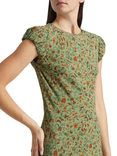 Reformation Women's Leana Floral Georgette Midi-Dres - Ponderosa | Thumbnail 6 Reformation Women's Leana Floral Georgette Midi-Dres - Ponderosa | Thumbnail 6