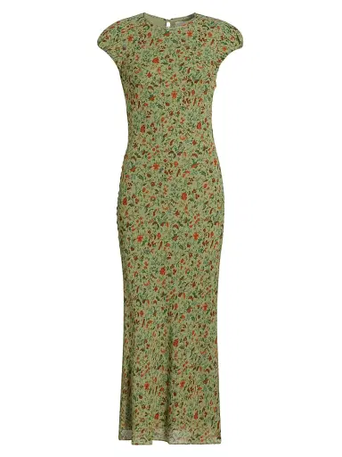 Reformation Women's Leana Floral Georgette Midi-Dres - Ponderosa | Thumbnail 1 Reformation Women's Leana Floral Georgette Midi-Dres - Ponderosa | Thumbnail 1