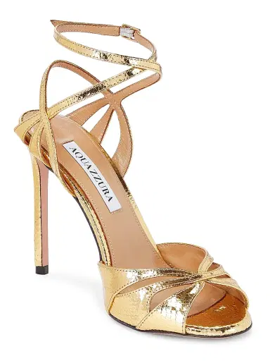 Aquazzura Women's Moves 105MM Snake-Embossed Leather Sandals - Gold | Thumbnail 2 Aquazzura Women's Moves 105MM Snake-Embossed Leather Sandals - Gold | Thumbnail 2