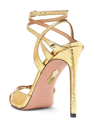 Aquazzura Women's Moves 105MM Snake-Embossed Leather Sandals - Gold | Thumbnail 3 Aquazzura Women's Moves 105MM Snake-Embossed Leather Sandals - Gold | Thumbnail 3