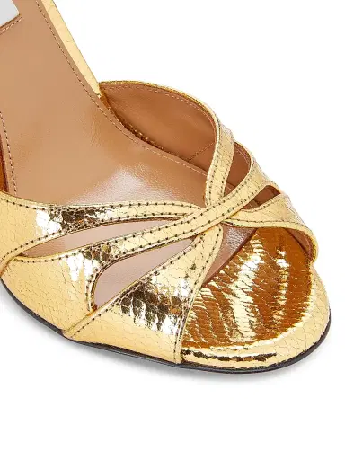 Aquazzura Women's Moves 105MM Snake-Embossed Leather Sandals - Gold | Thumbnail 5 Aquazzura Women's Moves 105MM Snake-Embossed Leather Sandals - Gold | Thumbnail 5
