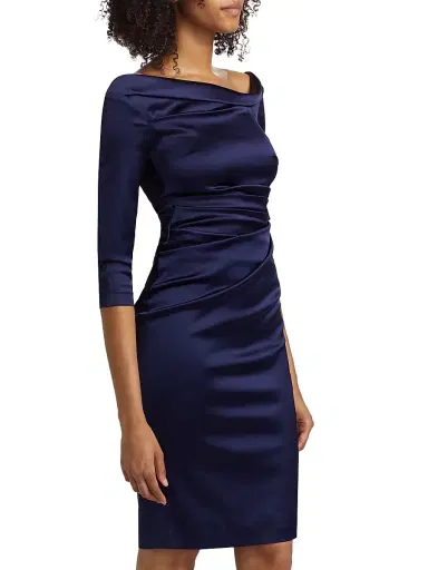 Talbot Runhof Women's Satin Duchesse Sheath Dress - Royal Navy | Thumbnail 4 Talbot Runhof Women's Satin Duchesse Sheath Dress - Royal Navy | Thumbnail 4