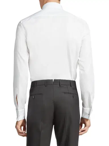 Zegna Men's Cotton Tuxedo Shirt - Optical White - Size 18 | Thumbnail 3 Zegna Men's Cotton Tuxedo Shirt - Optical White - Size 18 | Thumbnail 3
