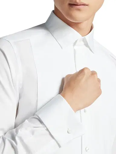 Zegna Men's Cotton Tuxedo Shirt - Optical White - Size 18 | Thumbnail 4 Zegna Men's Cotton Tuxedo Shirt - Optical White - Size 18 | Thumbnail 4