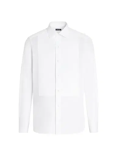 Zegna Men's Cotton Tuxedo Shirt - Optical White - Size 18 | Thumbnail 1 Zegna Men's Cotton Tuxedo Shirt - Optical White - Size 18 | Thumbnail 1
