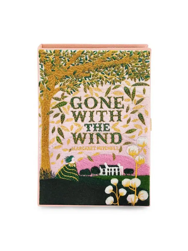 Women's Classics Gone With the Wind Hand-Embroidered Book Clutch - Rose Women's Classics Gone With the Wind Hand-Embroidered Book Clutch - Rose