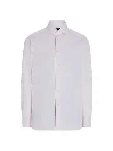 ZEGNA Men's Micro Striped Centoventimila Cotton Shirt - Light Pink | Thumbnail 1 ZEGNA Men's Micro Striped Centoventimila Cotton Shirt - Light Pink | Thumbnail 1