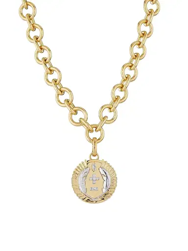 Foundrae Women's Vivacity 18K Yellow & White Gold & 0.15 TCW Diamond Midsize Mixed Link Necklace - Yellow Gold | Thumbnail 3 Foundrae Women's Vivacity 18K Yellow & White Gold & 0.15 TCW Diamond Midsize Mixed Link Necklace - Yellow Gold | Thumbnail 3