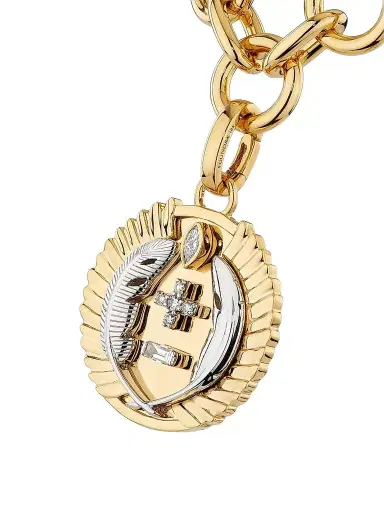 Foundrae Women's Vivacity 18K Yellow & White Gold & 0.15 TCW Diamond Midsize Mixed Link Necklace - Yellow Gold | Thumbnail 1 Foundrae Women's Vivacity 18K Yellow & White Gold & 0.15 TCW Diamond Midsize Mixed Link Necklace - Yellow Gold | Thumbnail 1