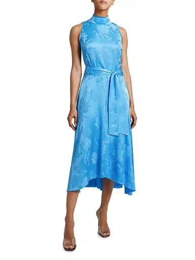 Santorelli Women's Taylor Belted Jacquard Midi-Dress - Cornflower | Thumbnail 2 Santorelli Women's Taylor Belted Jacquard Midi-Dress - Cornflower | Thumbnail 2