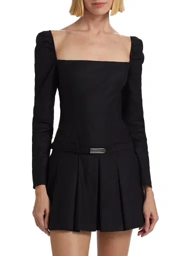 Reformation Women's Luella Poplin Square-Neck Minidress - Black | Thumbnail 3 Reformation Women's Luella Poplin Square-Neck Minidress - Black | Thumbnail 3