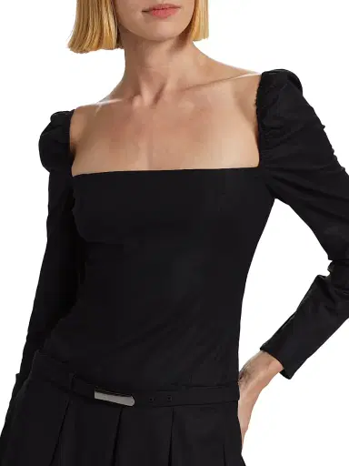 Reformation Women's Luella Poplin Square-Neck Minidress - Black | Thumbnail 6 Reformation Women's Luella Poplin Square-Neck Minidress - Black | Thumbnail 6
