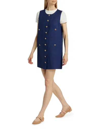 Reformation Women's Tropez Linen Sleeveless Shift Minidress - Danube | Thumbnail 2 Reformation Women's Tropez Linen Sleeveless Shift Minidress - Danube | Thumbnail 2