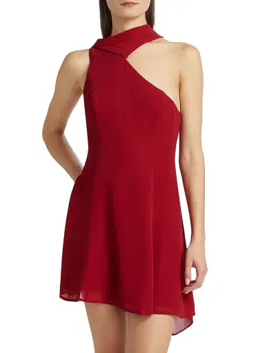Reformation Women's Rossi Asymmetrical Cocktail Dress - Sangre | Thumbnail 3 Reformation Women's Rossi Asymmetrical Cocktail Dress - Sangre | Thumbnail 3