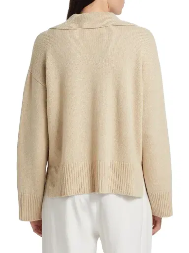 Reformation Women's Sawyer Oversized Cashmere & Wool Polo Sweater - Eco Beige | Thumbnail 5 Reformation Women's Sawyer Oversized Cashmere & Wool Polo Sweater - Eco Beige | Thumbnail 5