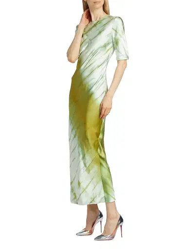 Alejandra Alonso Rojas Women's Silk Short-Sleeve Midi-Dress - Green Shibori | Thumbnail 4 Alejandra Alonso Rojas Women's Silk Short-Sleeve Midi-Dress - Green Shibori | Thumbnail 4