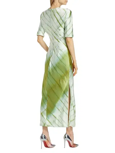 Alejandra Alonso Rojas Women's Silk Short-Sleeve Midi-Dress - Green Shibori | Thumbnail 5 Alejandra Alonso Rojas Women's Silk Short-Sleeve Midi-Dress - Green Shibori | Thumbnail 5