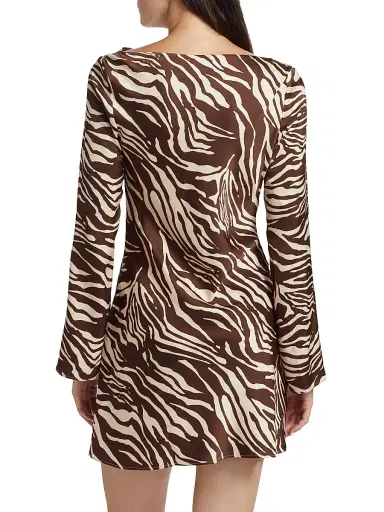 Reformation Women's Pike Zebra Satin Long-Sleeve Minidress - Stampede | Thumbnail 5 Reformation Women's Pike Zebra Satin Long-Sleeve Minidress - Stampede | Thumbnail 5