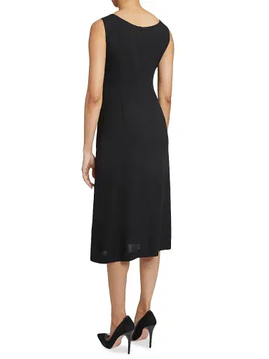 Santorelli Women's Virgin Wool A-Line Midi-Dress - Black | Thumbnail 3 Santorelli Women's Virgin Wool A-Line Midi-Dress - Black | Thumbnail 3