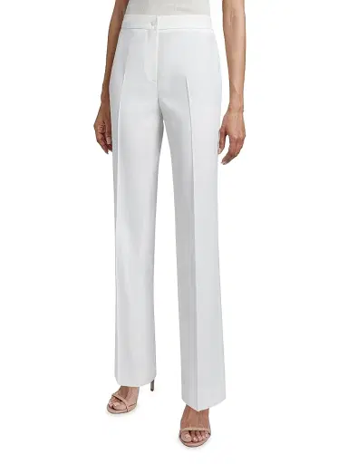 Santorelli Women's Virgin Wool Straight-Leg Pants - Shell | Thumbnail 3 Santorelli Women's Virgin Wool Straight-Leg Pants - Shell | Thumbnail 3