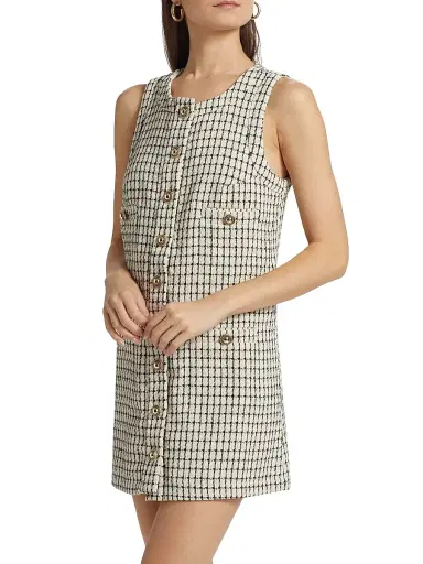 Reformation Women's Tropez Plaid Sleeveless Minidress - Cream Check - Size 12 | Thumbnail 4 Reformation Women's Tropez Plaid Sleeveless Minidress - Cream Check - Size 12 | Thumbnail 4