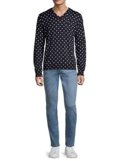 Comme des Garçons PLAY Men's Polka Dot Wool Sweater - Merlot | Thumbnail 2 Comme des Garçons PLAY Men's Polka Dot Wool Sweater - Merlot | Thumbnail 2