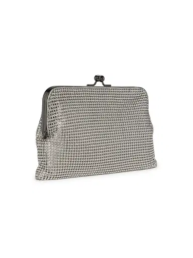 Whiting & Davis Women's Dimple Mesh Clutch - Pewter | Thumbnail 4 Whiting & Davis Women's Dimple Mesh Clutch - Pewter | Thumbnail 4