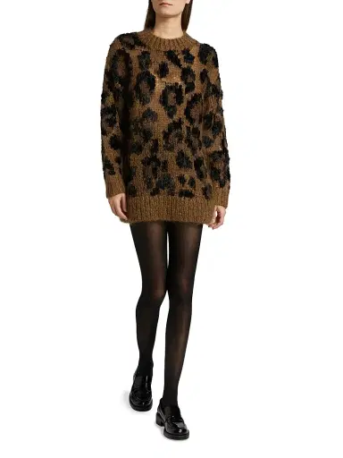 Junya Watanabe Women's Leopard Pattern Wool-Blend Sweater - Beige | Thumbnail 2 Junya Watanabe Women's Leopard Pattern Wool-Blend Sweater - Beige | Thumbnail 2