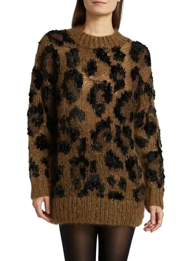 Junya Watanabe Women's Leopard Pattern Wool-Blend Sweater - Beige | Thumbnail 3 Junya Watanabe Women's Leopard Pattern Wool-Blend Sweater - Beige | Thumbnail 3