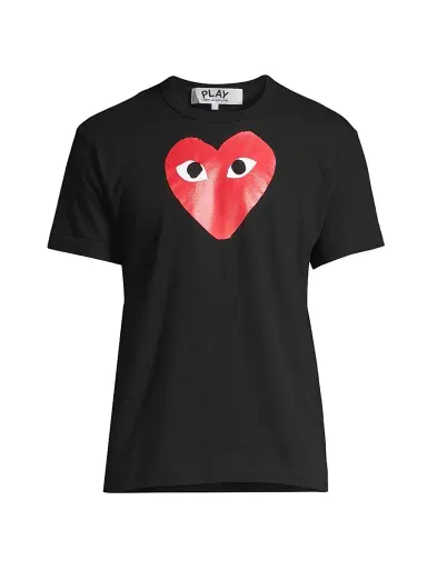 Comme des Garçons PLAY Men's Signature Logo Graphic T-Shirt - Black - Size Small | Thumbnail 1 Comme des Garçons PLAY Men's Signature Logo Graphic T-Shirt - Black - Size Small | Thumbnail 1