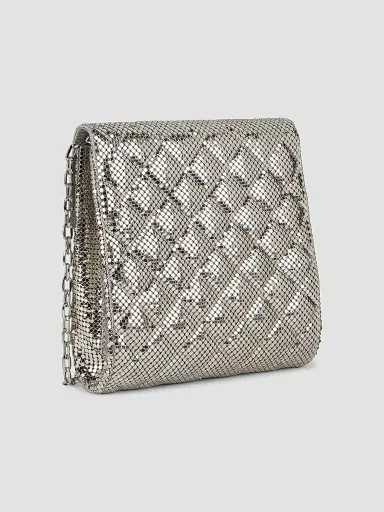Whiting & Davis Women's Stevie Brass Mesh Clutch - Pewter | Thumbnail 3 Whiting & Davis Women's Stevie Brass Mesh Clutch - Pewter | Thumbnail 3