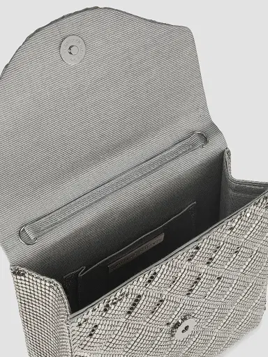 Whiting & Davis Women's Stevie Brass Mesh Clutch - Pewter | Thumbnail 4 Whiting & Davis Women's Stevie Brass Mesh Clutch - Pewter | Thumbnail 4