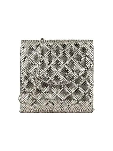 Whiting & Davis Women's Stevie Brass Mesh Clutch - Pewter | Thumbnail 1 Whiting & Davis Women's Stevie Brass Mesh Clutch - Pewter | Thumbnail 1