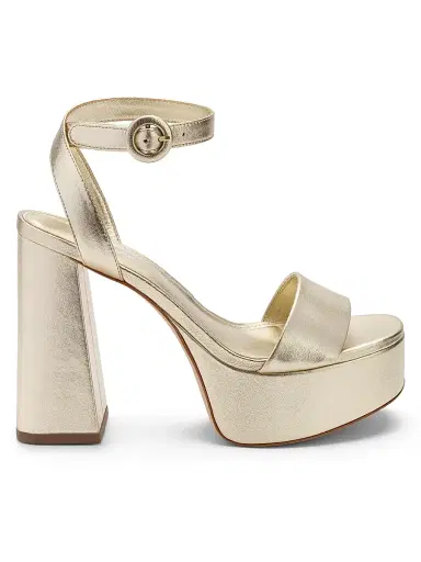 Larroudé Women's Dolly Metallic Platform Sandals - Mettalic Platina | Thumbnail 1 Larroudé Women's Dolly Metallic Platform Sandals - Mettalic Platina | Thumbnail 1