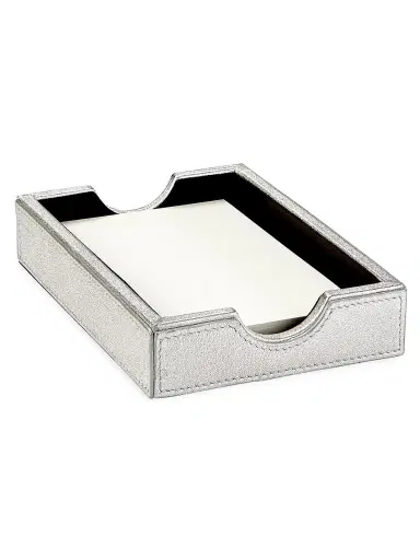 Graphic Image Hayden Desk Leather Memo Tray - Platinum Metallic | Thumbnail 1 Graphic Image Hayden Desk Leather Memo Tray - Platinum Metallic | Thumbnail 1